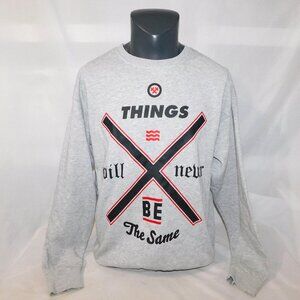 H&M DIVIDED Mens L Things Will Never Be The Same Grey Graphic Sweatshirt